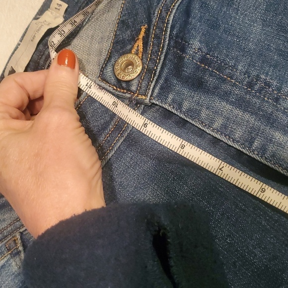 Levi’s 529 curvy boot cut UPCYCLED Flared Rainbow Insert Sz. 14S X 29 Blue Jeans - Picture 10 of 15